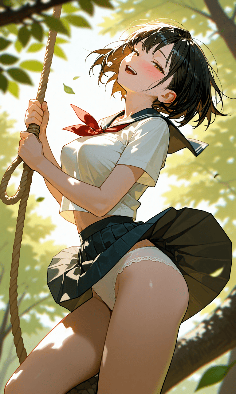 二次元エロ画像 体育倉庫でほどほど巨乳ロリが制服めくれ・透け・濡れ・無しパンツでエロいことになるAI生成エロ画像　二次元