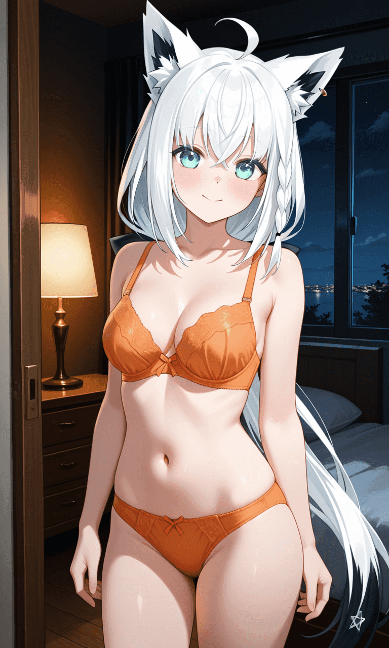 白上フブキ　下着姿　二次元エロ画像