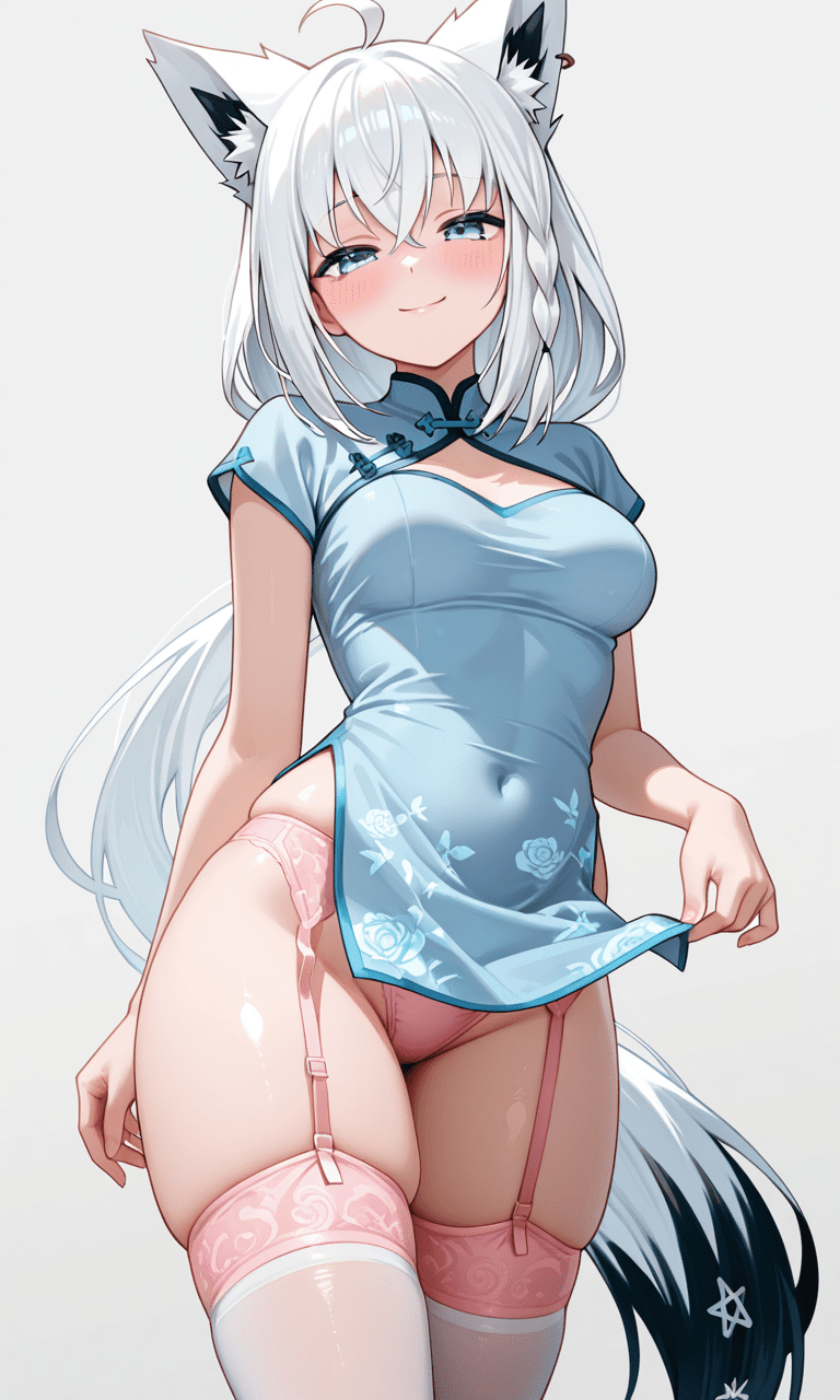 白上フブキ　チャイナドレス　チャイナ服姿　二次元エロ画像