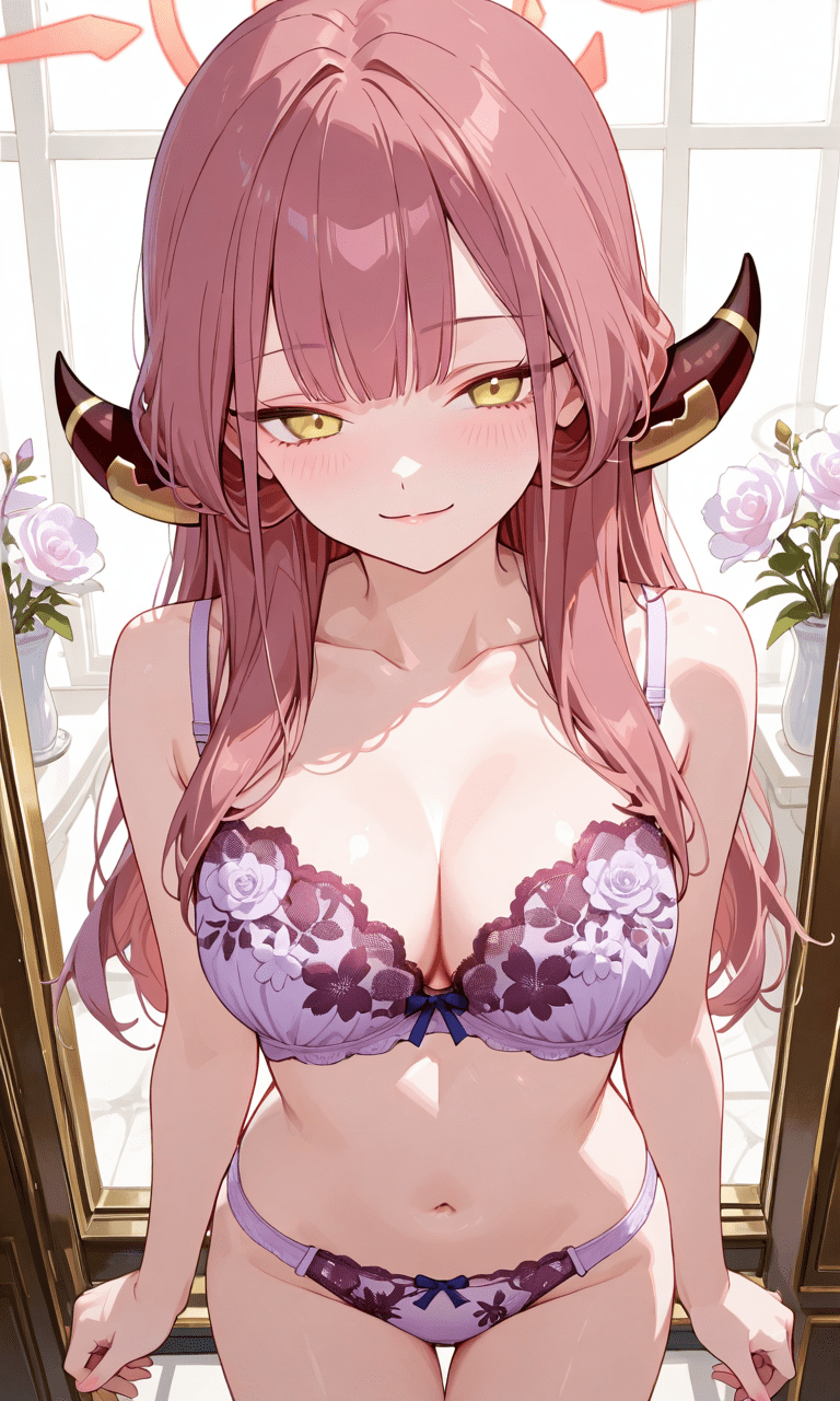 ブルアカ　陸八魔アルの下着姿　正面立ち姿　二次元微エロ画像Aru Rikuhachima in lingerie - front standing pose - Blue Archive 2D mildly erotic images