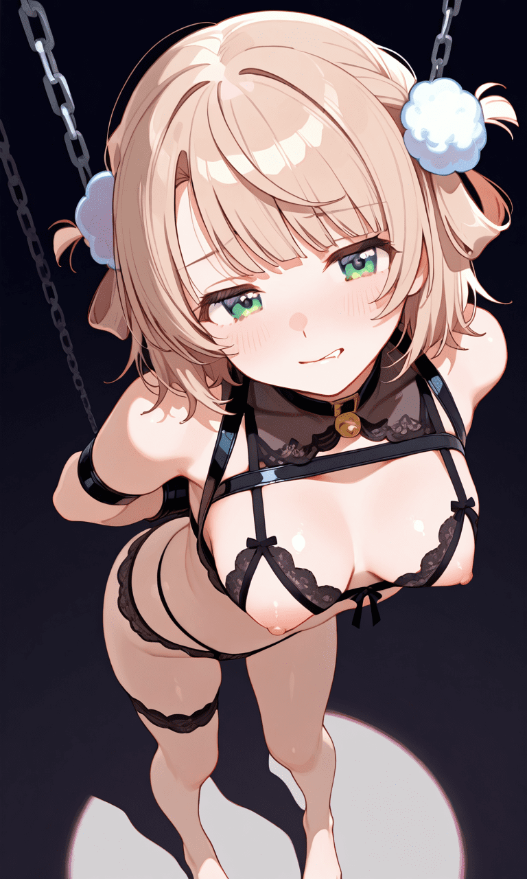 しぐれうい　えっちな下着姿　正面立ち姿　おっぱい乳首さらけ出し　二次元エロ画像Shigure Ui lewd lingerie - front standing pose with breasts and nipples exposed - 2D erotic images