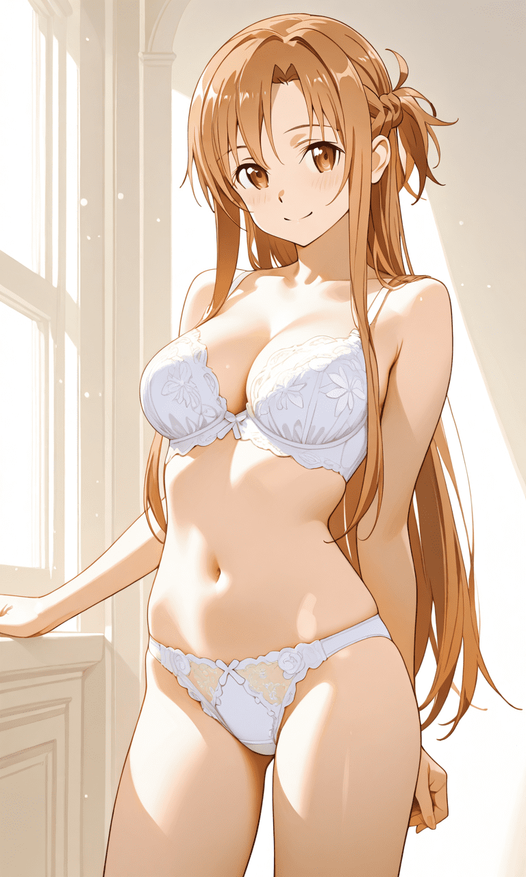 アスナ(SAO)下着姿　正面立ち姿　二次元微エロ画像Asuna (SAO) in lingerie - front standing pose - 2D mildly erotic images