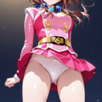 中野三玖　戦隊コスプレ（ピンク）パンチラシーン　二次元微エロ画像Miku Nakano in pink ranger cosplay panty flash scenes - 2D mildly erotic images