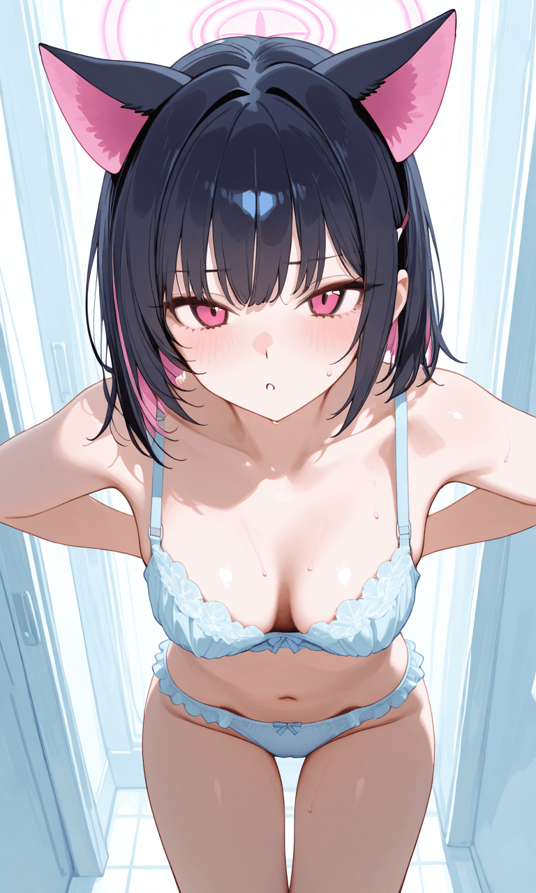 ブルアカ　杏山カズサの下着姿　正面立ち姿　二次元微エロ画像Kazusa Amatsuka in lingerie - front standing pose - Blue Archive 2D mildly erotic images