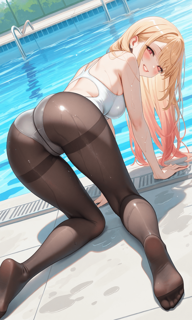 着せ恋　喜多川海夢の競泳水着×黒タイツ　抜ける二次元微エロ画像My Dress-Up Darling: Kitagawa Marin in competitive swimsuit × black tights, sexy 2D slightly erotic image