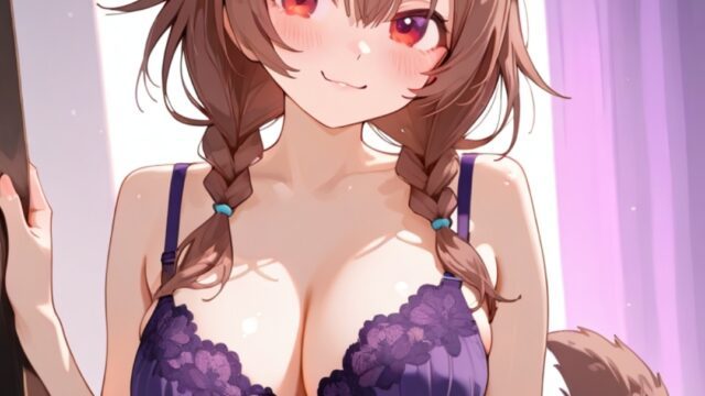 戌神ころね　抜ける下着姿　正面立ち姿　二次元微エロ画像Inugami Korone in sexy/extractable underwear pose, front standing view, 2D slightly erotic image