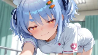 ナース姿の兎田ぺこらと病室でこっそりエッチ　フェラ、騎乗位中出し等　抜ける二次元エロ画像Hololive Usada Pekora in nurse outfit having secret sex in the hospital room, blowjob, cowgirl creampie, etc., sexy 2D erotic image