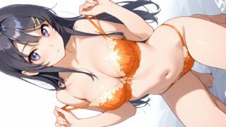 桜島麻衣/青春ブタ野郎の抜ける下着姿　ぷっくり乳首がエロい　二次元微エロ画像Mai Sakurajima (Rascal Does Not Dream of Bunny Girl Senpai) in sexy lingerie pose with puffy nipples looking erotic, 2D slightly erotic image