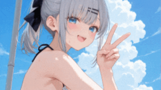 ♥️【生成AI】VTuberのビキニ横乳ピース【微エロ画像】